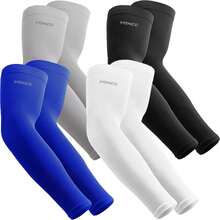 4 Pairs Arm Sleeves For Men Women, UPF 50 Cooling UV Sun Protection Sports Compression Sleeves - 2 Pairs Black/ 1 Pair White/ 1 Pair Blue - View 7
