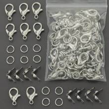 250 piezas Combinación de broches de langosta de aleación, anillos de salto y bucles cerrados - Incluye 50 piezas de broches de langosta, 100 piezas de anillos de salto, 100 piezas de bucles cerrados, adecuado para joyería DIY, elaboración de manualidades, collares, llaveros, pulseras, tobillos