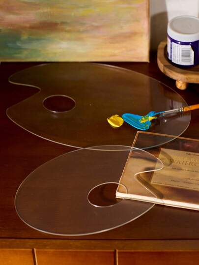 Cirelle 1pc/2pcs Clear Acrylic Palette For Watercolor, Oil Painting, Nail Art & Makeup Back To School