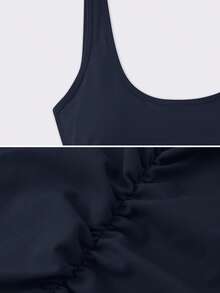 NcmRyu 1pc Women's V-Shaped Butt Lifting Design Running Gym Workout Jumpsuit - Blue - View 3