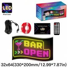 Panel de matriz LED, señal LED interior y rodante, animación de patrones de texto DIY, pantalla LED de luz blanda programable, control de aplicaciones, animación de texto por aplicación Bluetooth, se puede montar en la pared o usar en el escritorio, es decoración del hogar, creación de arte, sala de juegos, pantalla de publicidad de ventana flexible - Negro - Ver 17