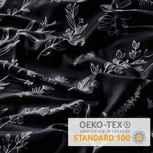 Duvet Cover King Size, Reversible Floral Lavender Duvet Cover Set With Zipper Closure, 3 Pieces Botanical Patterns Soft Microfiber Bedding Set (90"X104", 2 Pillow Cases 20"*36") - 01 - 黑葉(無被子) - 查看 3