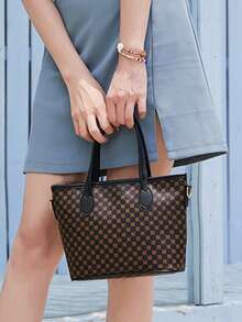 Túi xách nữ 2025 Túi tote thời trang mới Túi đeo vai Túi xách nữ phong cách Âu Mỹ cổ điển - màu đen - Xem 4