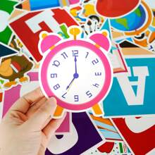 School Season Wall Stickers Cartoon Self-Adhesive Card School Bulletin Board Classroom Chalkboard Party Supplies Decorative Cutouts, A Set Of 53pcs Contains 37 Patterns + 16 Borders + 100 Grains Of Point Glue