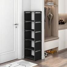 1 pieza Estantería metálica ajustable de 4/6/8 niveles con funda antipolvo de tela no tejida, ahorro de espacio, fácil montaje, adecuada para la entrada, el dormitorio, el pasillo, apta para zapatillas - Multicolor - Ver 11