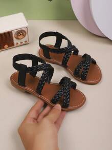 Fashionable Girls Summer Sandals, Woven Design; Comfortable Flat Shoes For Boys, Children Shoes, Suitable For Daily Outing And Holiday