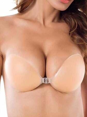 2 Pairs Apricot Color Cleavage Enhancing Sticky Bra, Suitable For Dresses, Gowns, Wedding Dress, For Small And Large Bust