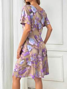 Vestido de Flores 3D para Mujer – Fresco, Cómodo y con Estilo Bohemio - Morado - Ver 2