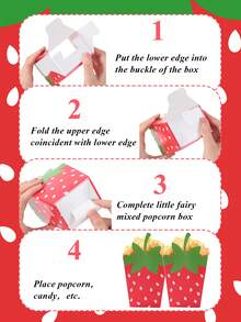 10个草莓图案纸质爆米花盒，爆米花杯，食品零食盒，纸质食品容器，草莓主题婚礼生日派对一次性餐具，适用于派对、野餐、露营、家庭厨房餐厅、草莓派对装饰、草莓生日派对用品、婴儿派对装饰、草莓装饰品 - 草莓 - 查看 6