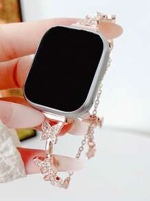 1 Stück Damen Armbanduhrarmband aus Zinklegierung mit Strass-Schmetterling, kompatibel mit Apple Watch Bändern 38 mm, 40 mm, 41 mm, 42 mm, 44 mm, 45 mm, 49 mm (S10 42) mm (S10 46) mm, exquisites Damen Metallarmband kompatibel mit Series Ultra 2 S10 SE 9 8 7 SE 6 5 4 3 2 1, hochwertiges modisches Uhr-Accessoire, Smartwatch-Armband/-Band, einzigartiges, personalisiertes und stilvolles Armband, Geschenkidee für Party, Bankett, Valentinstag/Muttertag, Modezubehör