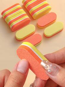 10pcs Manicure Mini Sponge Buffing Blocks Shaped Emery Boards For Nail Care Tools, Double Sided Nail File