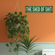 10.16x40.64cm Green Retro "Outhouse" Metal Wall Art Decor, Featuring White Letters, Suitable For Home, Office, Garden, Bathroom As Perfect Decorative Gift