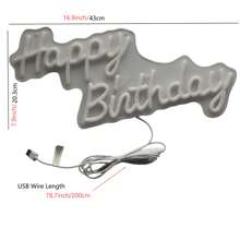 1 pezzo Lampada decorativa ad atmosfera a luce al neon LED in acrilico con scritta "Buon Compleanno", alimentata tramite USB, con dimmer, adatta per feste di compleanno, insegna luminosa da parete per decorazione