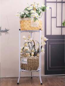 Zweistufiger Metallblumenständer, Pflanzenregal, minimalistischer europäischer Stil Wohnzimmer Standhalter für innen und außen, mehrstöckig