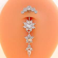 1 Stück Bauchnabel Ring aus Edelstahl mit eingebettetem Zirkonia, klassischer Bauchschmuck für Frauen, geeignet für den täglichen Gebrauch, Urlaub & Lässig