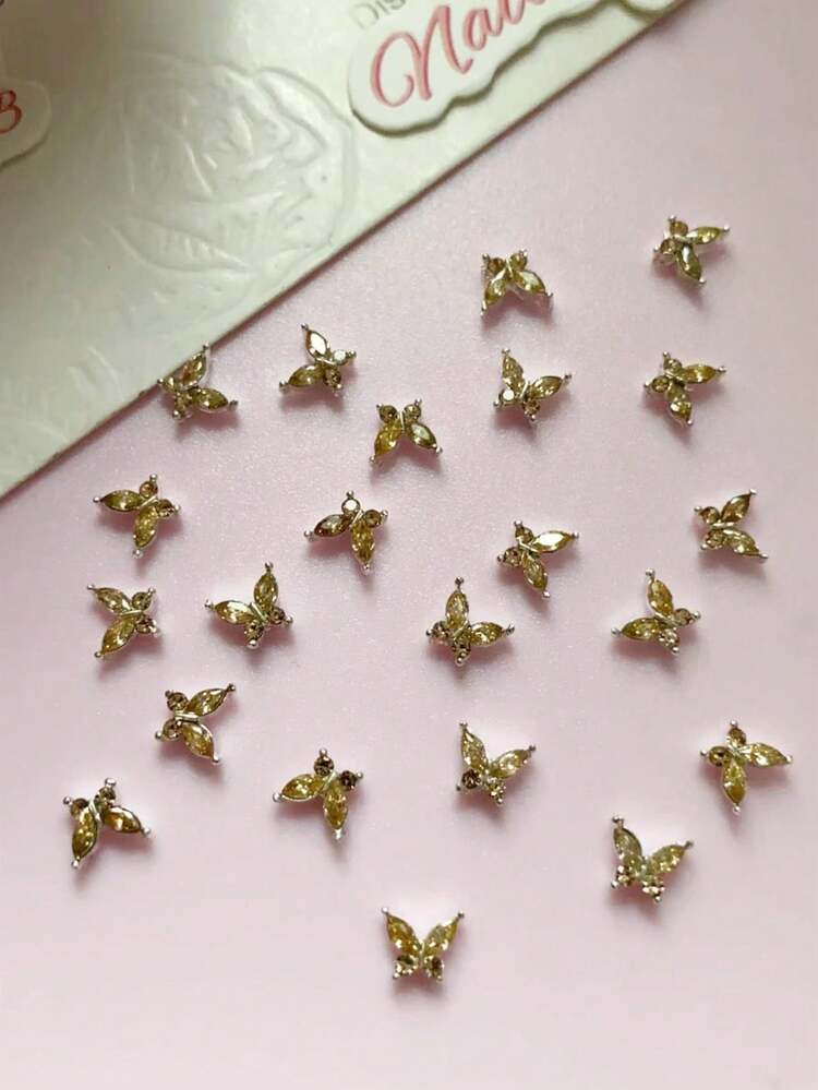 10 件装 3D 锌合金迷你蝴蝶白色美甲人造钻石适用于打造美甲 DIY 精美美甲产品指甲饰品美甲用品美甲宝石 - 彩色 - 查看 9