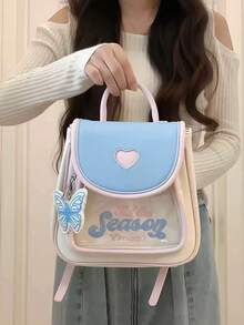 学生用バックパック、ニッチデザインカラーブロック カジュアルナップサック女性用、トラベルバッグ、ミニバックパック大学、高校生に適しています - マルチカラー - チェックする 4