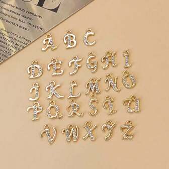 20/26pcs Asymmetrical Shape Rhinestone Versatile English Letter Charms, DIY Earrings Necklace Bracelet Jewelry Accessories