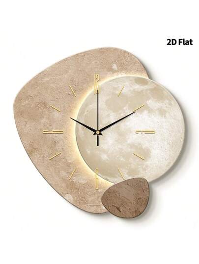 1pc 2D Flat The Texture Blocks On Surface Of Planet Silently Wand Clock, Super Silent Quartz Movement, No Ticking, ating Clocks In Living Rooms, Bedroom, Offices, Kitchens, Cafes, Perfect ative Friends Family Home Back To School Room Supplies view 3