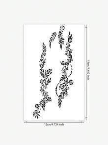 1 件时尚简约指甲花树叶、花朵和藤蔓手部艺术临时纹身，更安全，可持续 7-14 天 - 黑色 - 查看 4