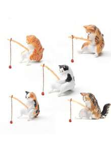 1pc Decoration For Fish Tank, Figurine Of Cat Fishing By The Fish Tank, Ornament Of Curious Cat Fishing For Aquarium, Desk Or Living Room Decor