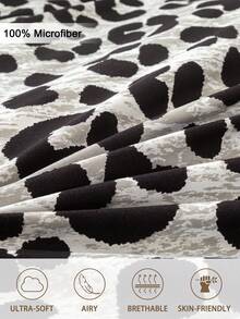 3pcs Leopard Print Bedding Set, Soft & Skin-Friendly Bed Linens Set, Includes 1 Duvet Cover & 2 Pillow Shams - Multicolor - View 5