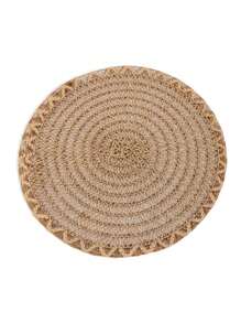 1/4/6/12pcs Boho Style Plain Linen Rope Woven Round Placemats, Table Decoration Mats For Home, Family Gatherings