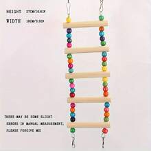 1 pieza Escalera de escalada para pájaros, juguete para roer con cuentas de colores para loros, escalera de pie de madera sólida, accesorios para jaula de pájaros, suministros para pájaros, escalera de escalada y columpio de loro de madera natural duradera con cuentas vibrantes, múltiples niveles para habilidades cognitivas y juego, ideal para todas las especies de aves - Multicolor - Ver 8