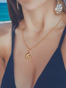 5个不锈钢海螺吊坠，适合海滩度假装饰，可用于DIY手链和项链，是珠宝工艺的理想选择，镀金珠宝配件，钥匙扣 - Marine Life - 查看 3