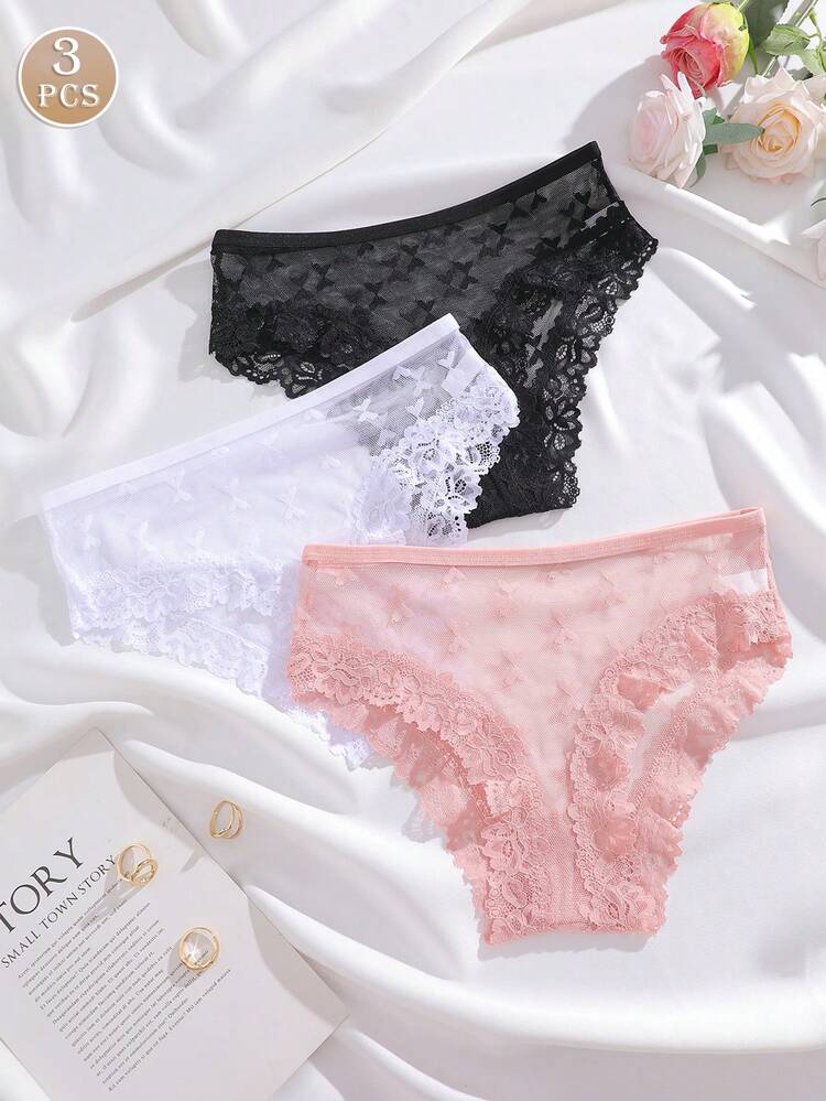 3pcs Comfortable, Romantic And Sexy Women's Underwear Panties - Multicolor - View 1