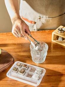 Cirelle Set de 8 piezas de cubitos de hielo de congelación rápida de acero inoxidable 304 con pinzas, set de pinzas para bebidas de bar, en caja, para fiestas, decoración de cumpleaños, para exteriores, campamento, regalo para padres