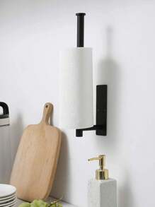 1pc Wall-Mounted Kitchen Paper Roll Holder & Dispenser, Silver Paper Towel Rack