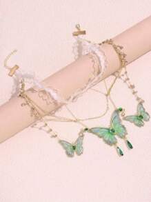 1pc Retro Chic Niche Y2K Metal Butterfly Pendant Tassel Waist Chain, Women Party Jewelry Holiday Gift