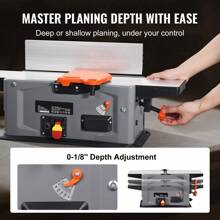 KFFKFF Spiral Benchtop Jointer, 6 In, 1.5HP 10000 RPM Bench Top Wood Jointer, With 14-Blade Spiral Cutterhead 0-1/8'' Adjustable Depth 6.1x27.6'' Table, Portable Woodworking Jointer For All Wood Types