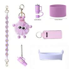 7 piezas de accesorios para la Copa : correa para asa de botella de agua, protector de silicona para taza, soporte para lápiz labial, dijes de llavero y dijes para asa, accesorios de tapa para funda de pajita, compatible con Cup de 40oz/30oz, artículos escolares