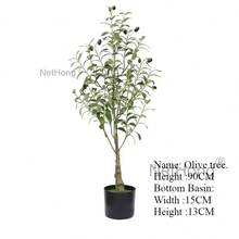 NetHong Lifelike Artificial Olive Tree With Berries – Available In 3 Sizes (50cm, 60cm, 90cm) – Realistic Indoor Greenery In Black Pot - Black - View 9