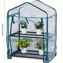Roll-Up Zipper Door Greenhouse Replacement Cover- Clear PVC Plant Greenhouse Cover For Gardening Plants Cold Frost Protection Wind Rain Proof (No Metal Parts Only The Plastic Cover )