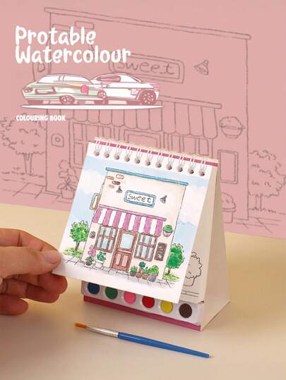 1 Set Watercolor Painting Coloring Book, Sketchbook, Watercolor Drawing Book, Student Painting & Coloring Book, Watercolor Doodle Painting Album, Watercolor Practice Book, Suitable For Beginners, Handmade DIY Album, DIY Painting Gift Book, Early Childhood Education Craft Set, Essential For Hand Drawing, Art Craft Painting Supplies