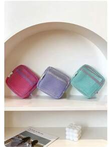 Dopamine Color Grid Data Cable Storage Bag, Portable Handheld Wire Earphone Power Charger Storage Bag, Multi-Function Lipstick Bag. Cosmetic Bag Storage Bag Small Travel Storage Bag, Cosmetic Storage Bag, Zipper Bag Necessities Travel Accessories Mobile Phone Storage Bag Suitable For Gifts, Friends, Girls, Students Zipper Cosmetic Bag Gift Storage Jewelry Storage Box