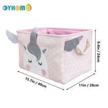 OYHOMO Cute Unicorn & Rabbit Storage Basket Pink Girls Bedroom Organizer Collapsible Thick Fabric Storage Box Laundry Hamper For Toys, Clothes, Books, Bathroom, Living Room
