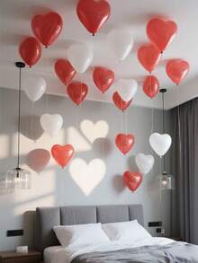 10-200 quả bóng bay cao su hình trái tim màu trắng, đỏ, hồng, xanh dương 10 inch, thích hợp để trang trí tiệc sinh nhật, trang trí ngày lễ tình nhân, cầu hôn, đính hôn, trang trí đám cưới, trang trí phòng, đạo cụ chụp ảnh ngoài trời - Đỏ + Trắng - Xem 9
