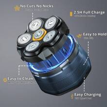 Head Shavers For Men, 2025 Upgraded 6D Flexible Head Shavers For Bald Men, IPX8 Waterproof, Wet/Dry Electric Shaver, Rotary Shaver With LED Display, USB-C Bald Razor With Travel Lock