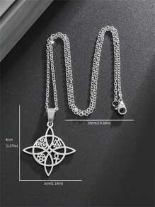 1 Stück modischer Charm Hexen-Knoten Halsketten-Anhänger, Edelstahl Pentagramm Amulett Schmuck, Glücksbringend als Geschenk für Männer & Frauen
