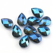 10pcs 14mm Bird Nest/ 13*18mm Grid Water Drop Hole Cut Glass Beads, DIY Craft Accessories For Jewelry Making, Cell Phone Chain, Keychain, Earrings, Necklaces, Shoes & Apparel Decoration