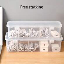 1 Stück Kabel Aufbewahrungsbox mit mehreren Ebenen und Trennfächern, perfekt zum Organisieren von Ladekabeln, Kopfhörern und Büromaterial, multifunktionale Kabel Organizer Box, Schreibtisch Organizer für Büro, Wohnheim und Zuhause