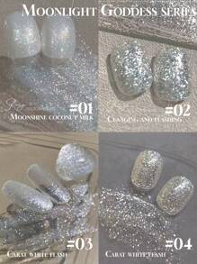 Esmalte de uñas de platino con diamantes Miss Comoy de 15ML, nuevo modelo popular de 2025, el tamaño de los destellos de purpurina hace un degradado de color brillante, se necesita lámpara de secado de luz ultravioleta, manualidades de uñas, pegamento de uñas comúnmente usado en salones de uñas