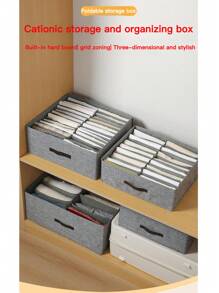 1PC Gray Clothes Storage Box, Pants Storage Box, Partition Storage Tool, Wardrobe Storage, Double Row Clothes And Pants Storage Box, Suitable For Home Storage And Organization