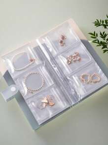 1pc Large Capacity Jewelry Travel Storage Box - 84/160 Slots Multipurpose Storage Book - Transparent Ring Display Case, Anti-Oxidization Necklace Ring Pouch, Jewelry Accessories Earrings Organizer, Storage Bag Bathroom Accessories Back To School