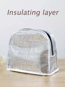 1pc Portable Insulated Lunch Bag, Thickened Foil Thermal Tote Bag For Family Picnics, Students Lunch Box