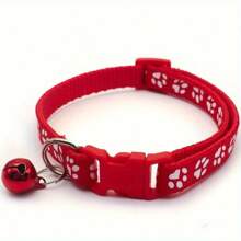 1Pc Adjustable Pet Collar With Bell For Small Dogs And Cats - Stylish Footprint Design For Added Security And Visibility